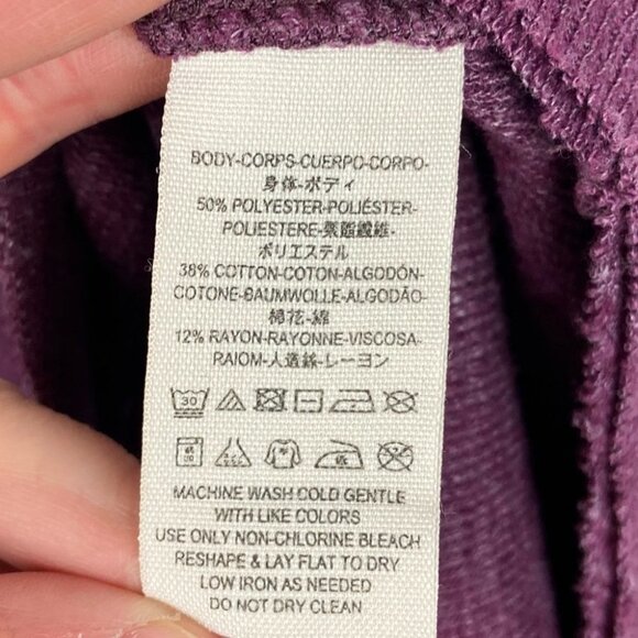 Free People Purple Open Back Split Hem Cowl Neck Turtleneck Sweater Oversized XS - Picture 7 of 10